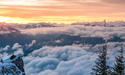 schöner beschneiter Ausblick vom Niederhorn Richtung Niesen